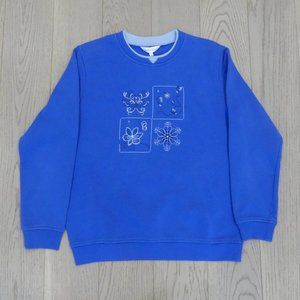 Northern Reflections Flowers Vintage Blue Small Sweatshirt